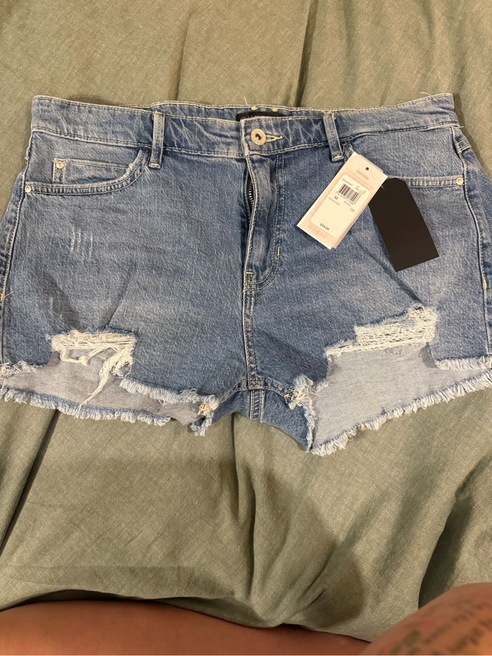 Guess Distressed Light Blue Denim Cutoff Shorts